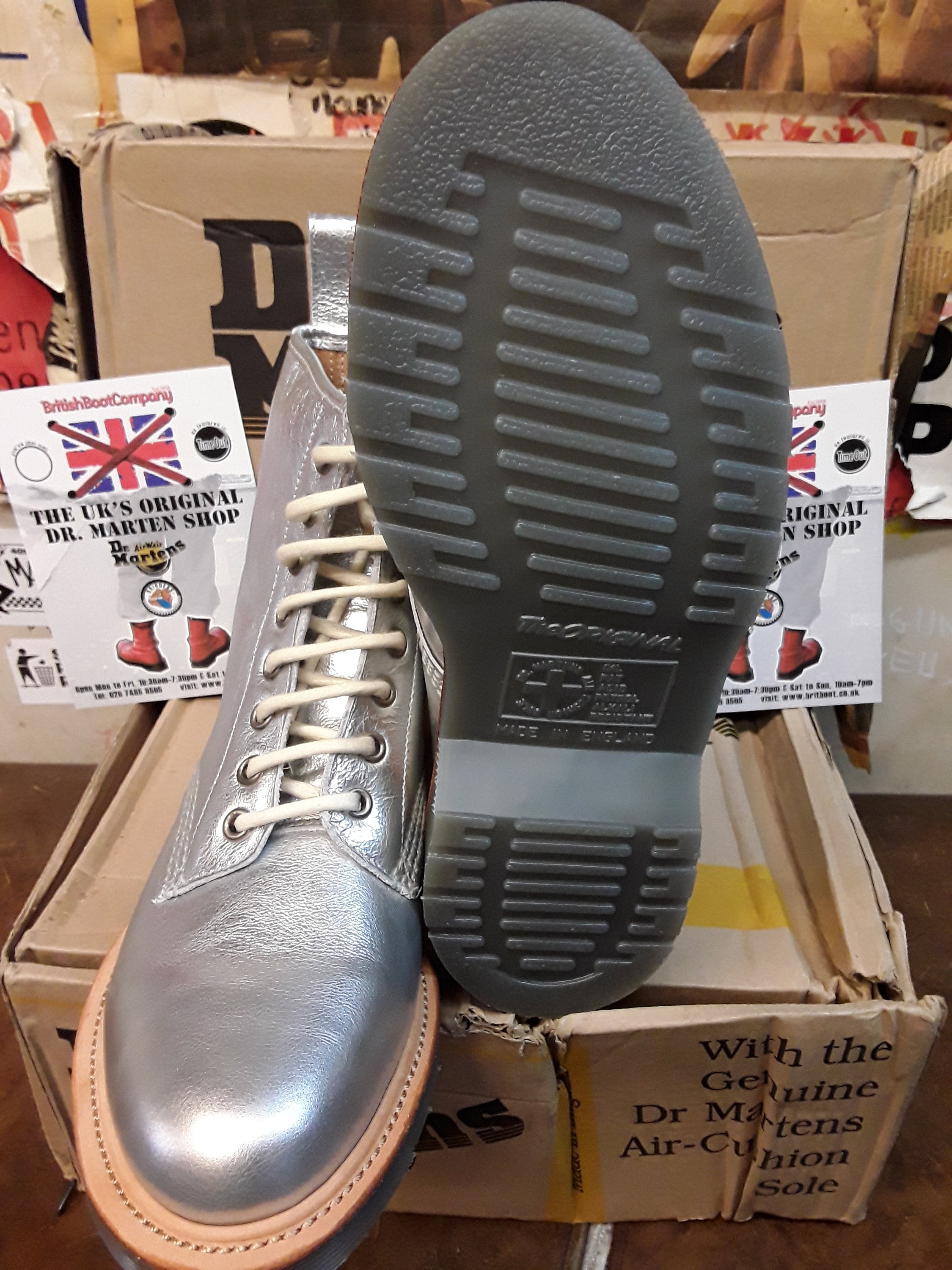 Dr Martens Silver, Szie UK6, Nappa Leather, Made in England