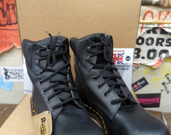 Dr Martens 7737 Black Steel Boot Made in England Size 8