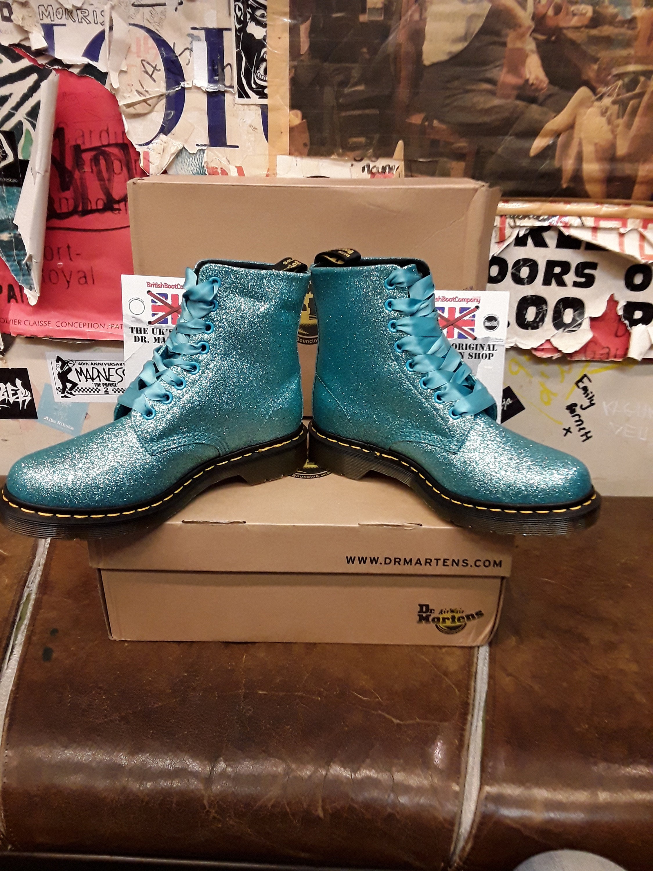 Dr Martens 1460 Turquoise Glitter Size 