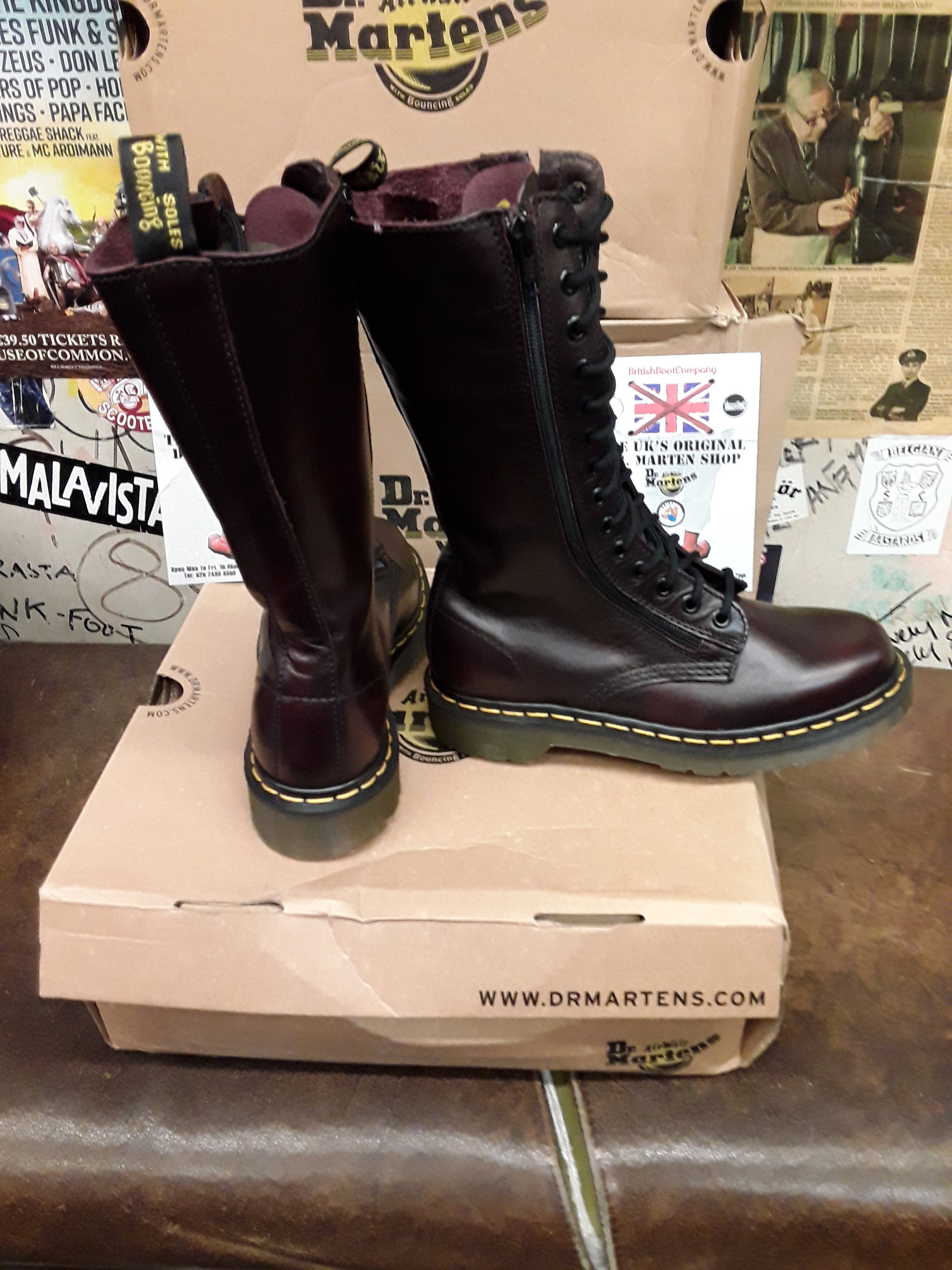 Dr Martens Red Vintage Hole Double Zip Boots Various