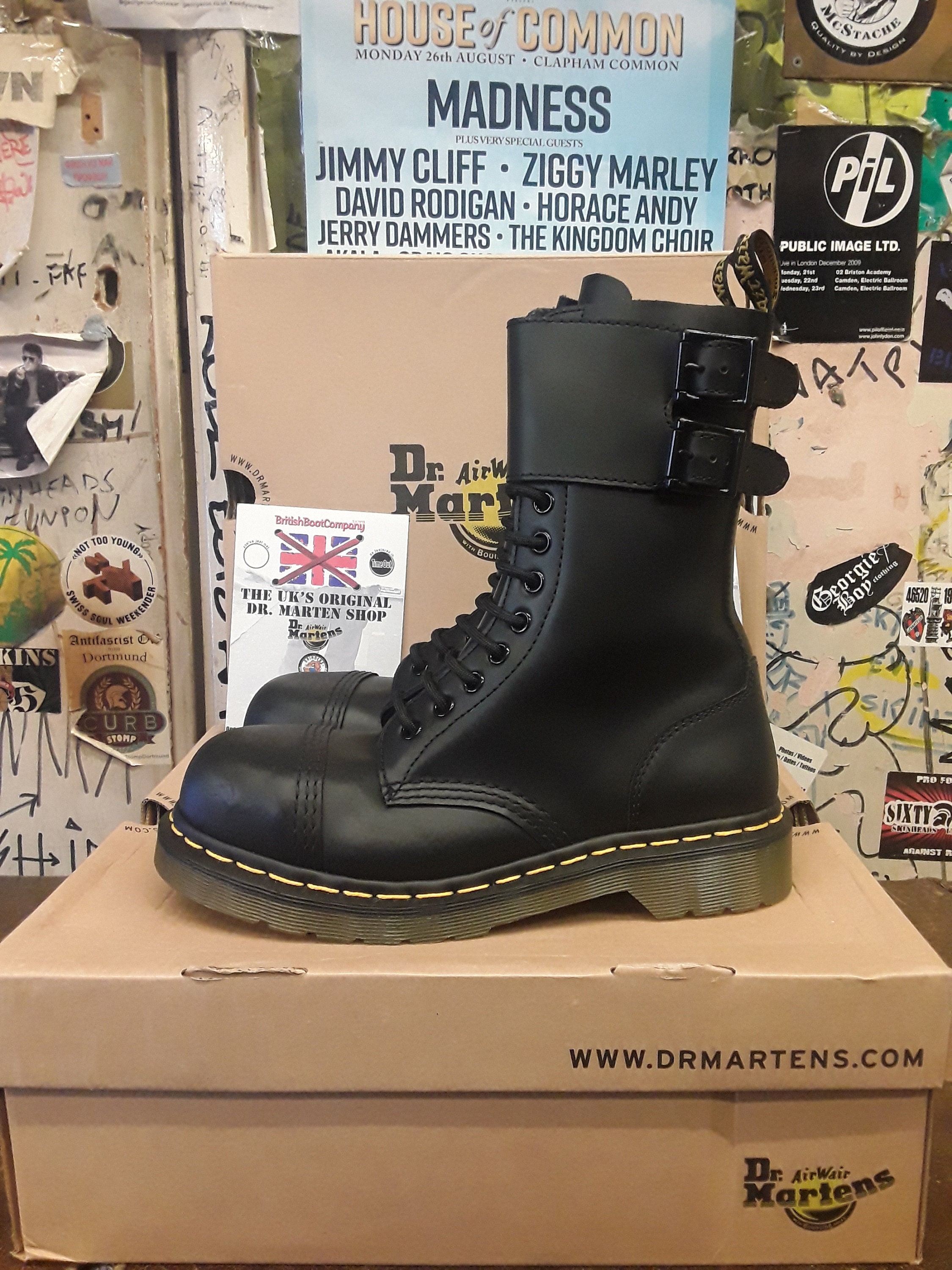 Dr Martens Black 12 Hole Boots With Twin Straps Size 5 UK - Etsy UK