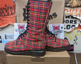 Dr Martens 1914 Red Tartan 14 Hole Made in England Size 3 - Etsy