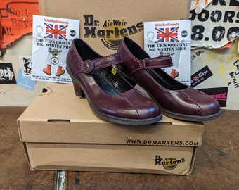 Dr Martens Semira Wine Kitten Heel Strap Schuh Verschiedene Größen