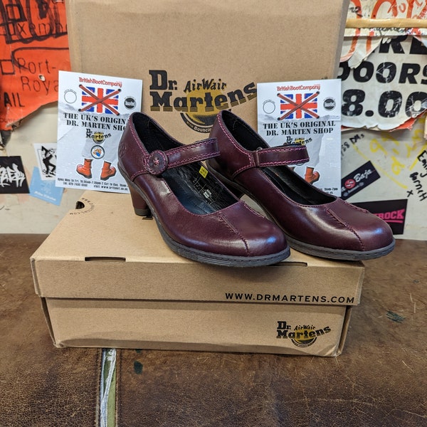 Dr Martens Semira Wine Kitten Heel Strap Shoe Various Sizes