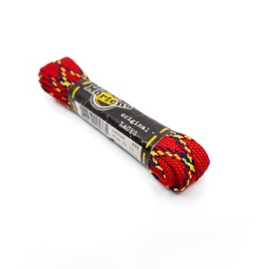 May include: Red, yellow, and blue shoelaces with a black label that reads "Dr. Martens original laces".