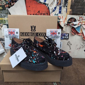 George Cox 8961V Creepers Made in England Black Splatter Size 6