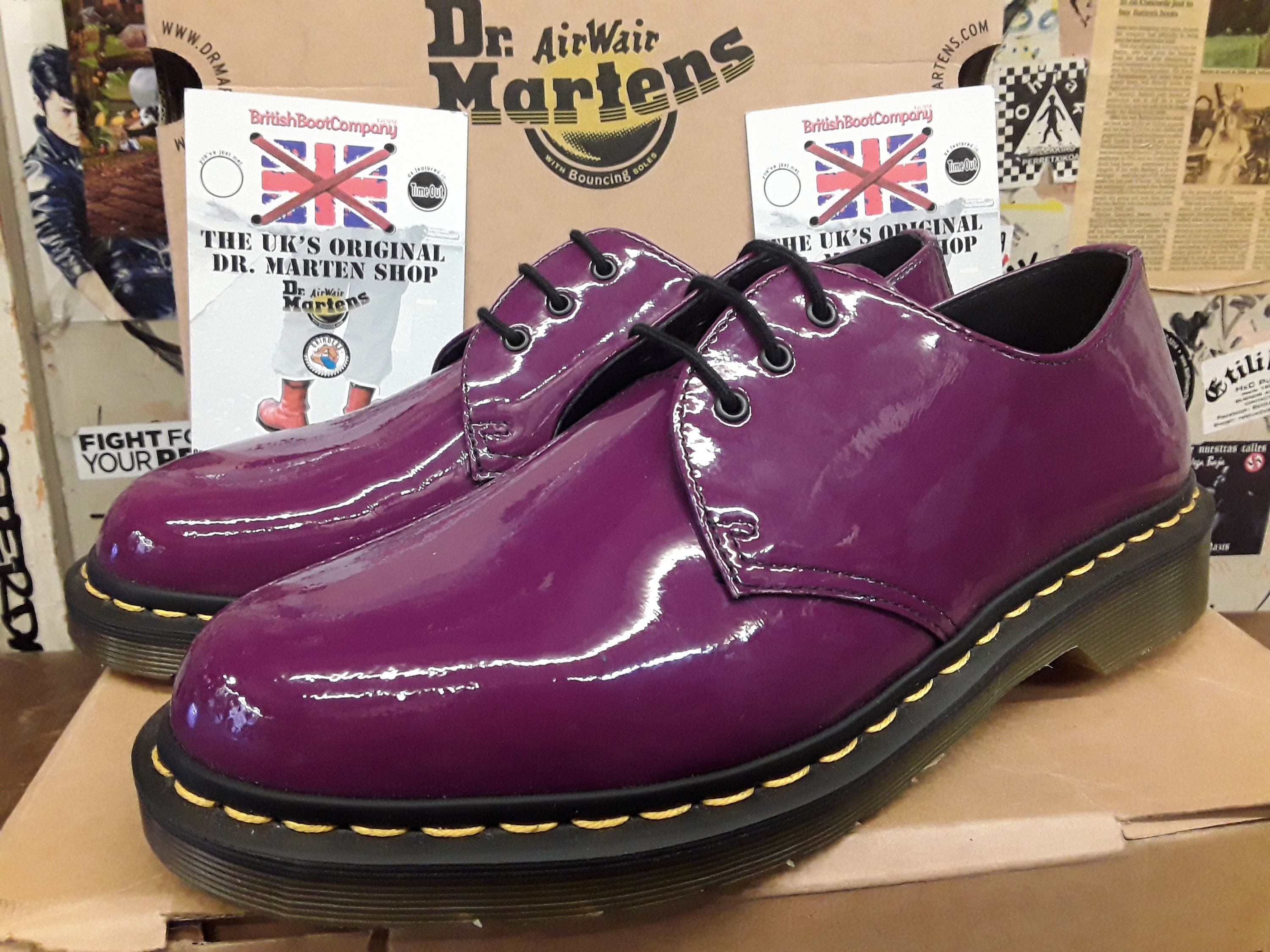 Dr Martens Purple Patent 3 Hole Shoes Limited Edition. 1461 Size