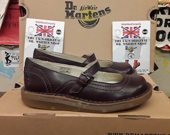 Dr Martens Vintage Mary Janes, Size UK4, Soft Mel Sole, Burgundy Leather, Womens Leather Shoes