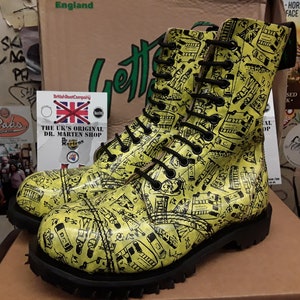Dr Martens Getta Grip Yellow London Print 10 hoe boots made in England steel toe Boots Size 4 image 9