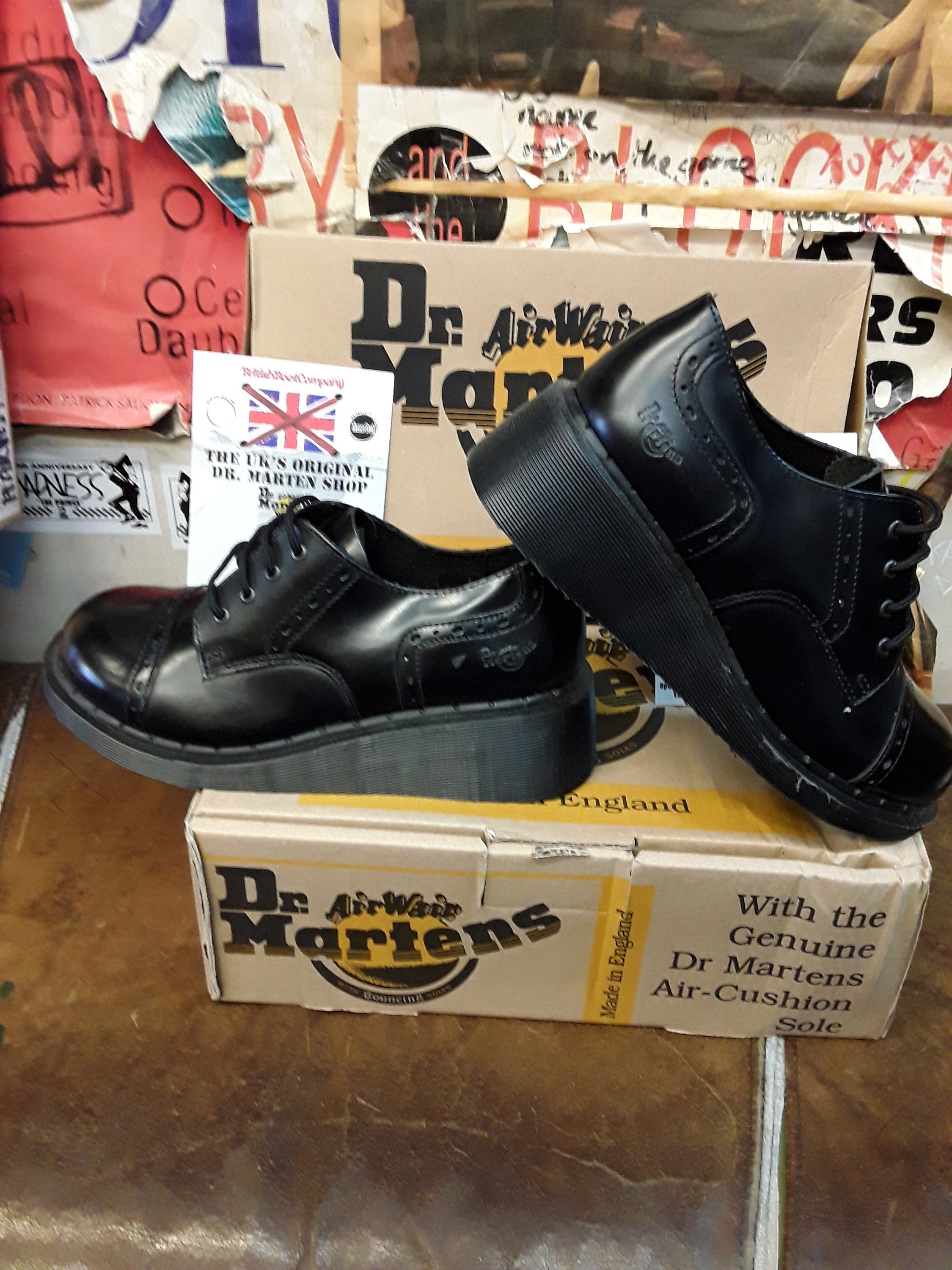 Dr Martens Vintage 90's, Black Hi Shine 4 Hole Platform Dr Martens Vintage 90's, Black Hi Shine 4 Hole Platform