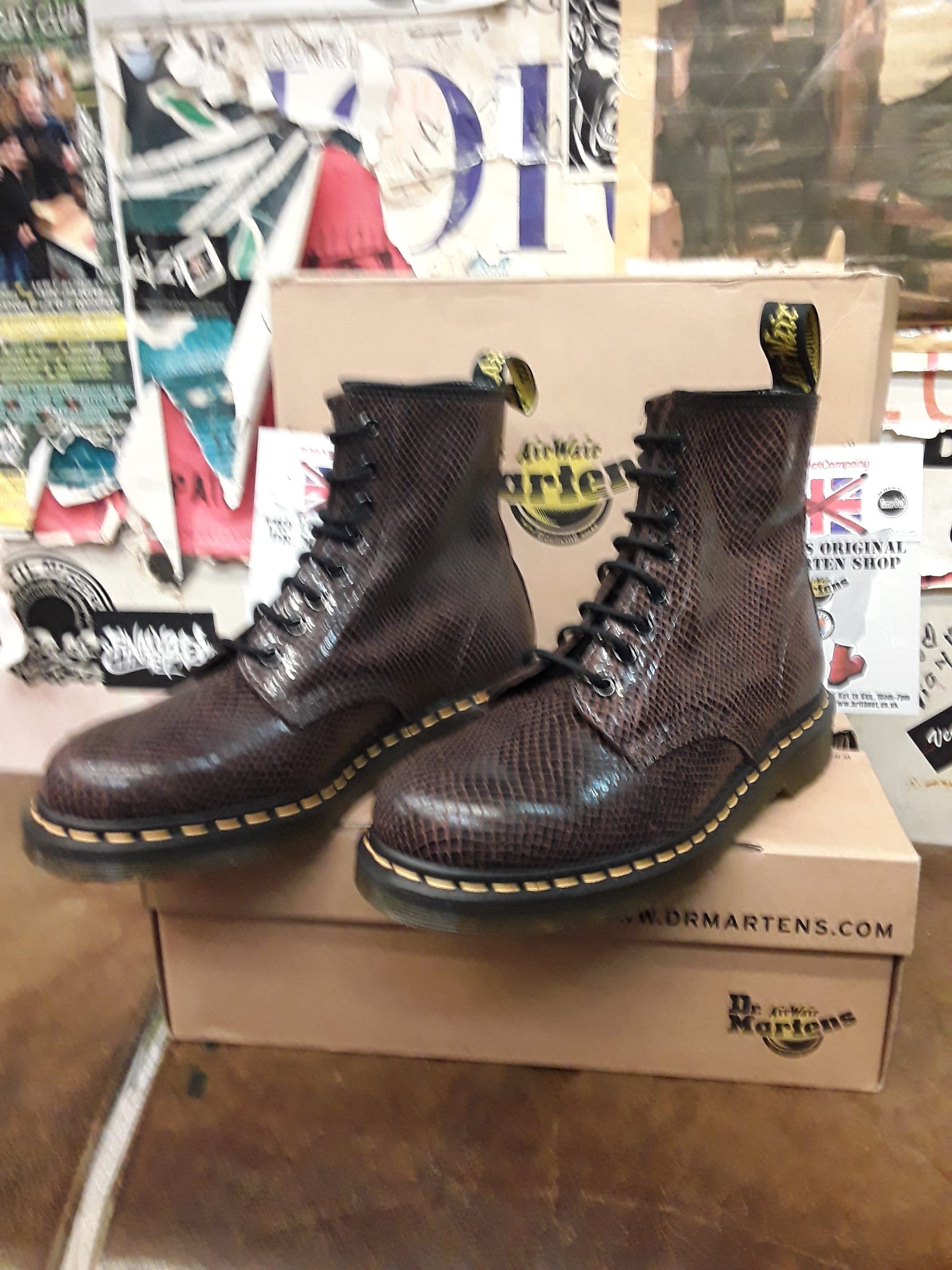 Dr Martens 1460 Snake Print Size UK7-9 Brown Leather Boots - Etsy