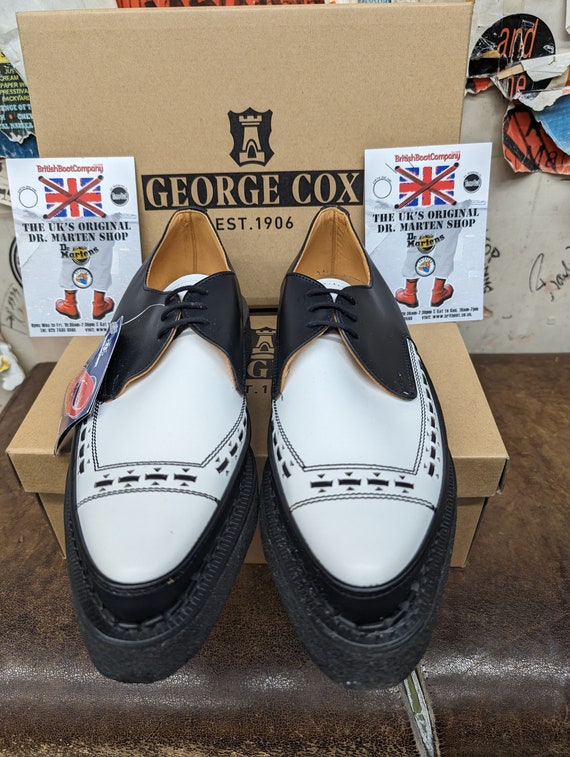 George Cox 5289v Black and White Creepers Made in England Size 10