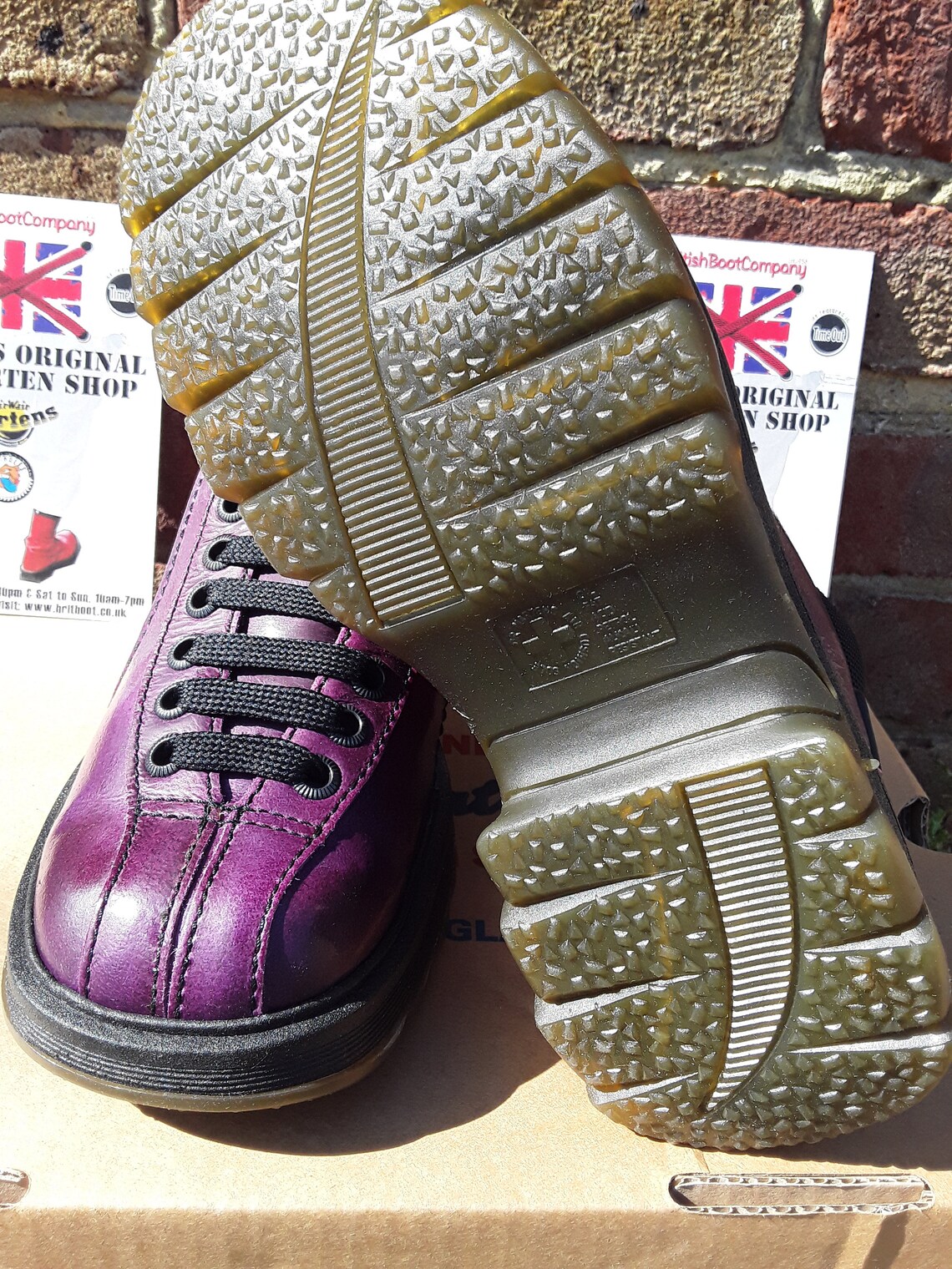 Dr Martens Purple Wet Look Leather Ankle Boots Size 4 Made in Etsy UK