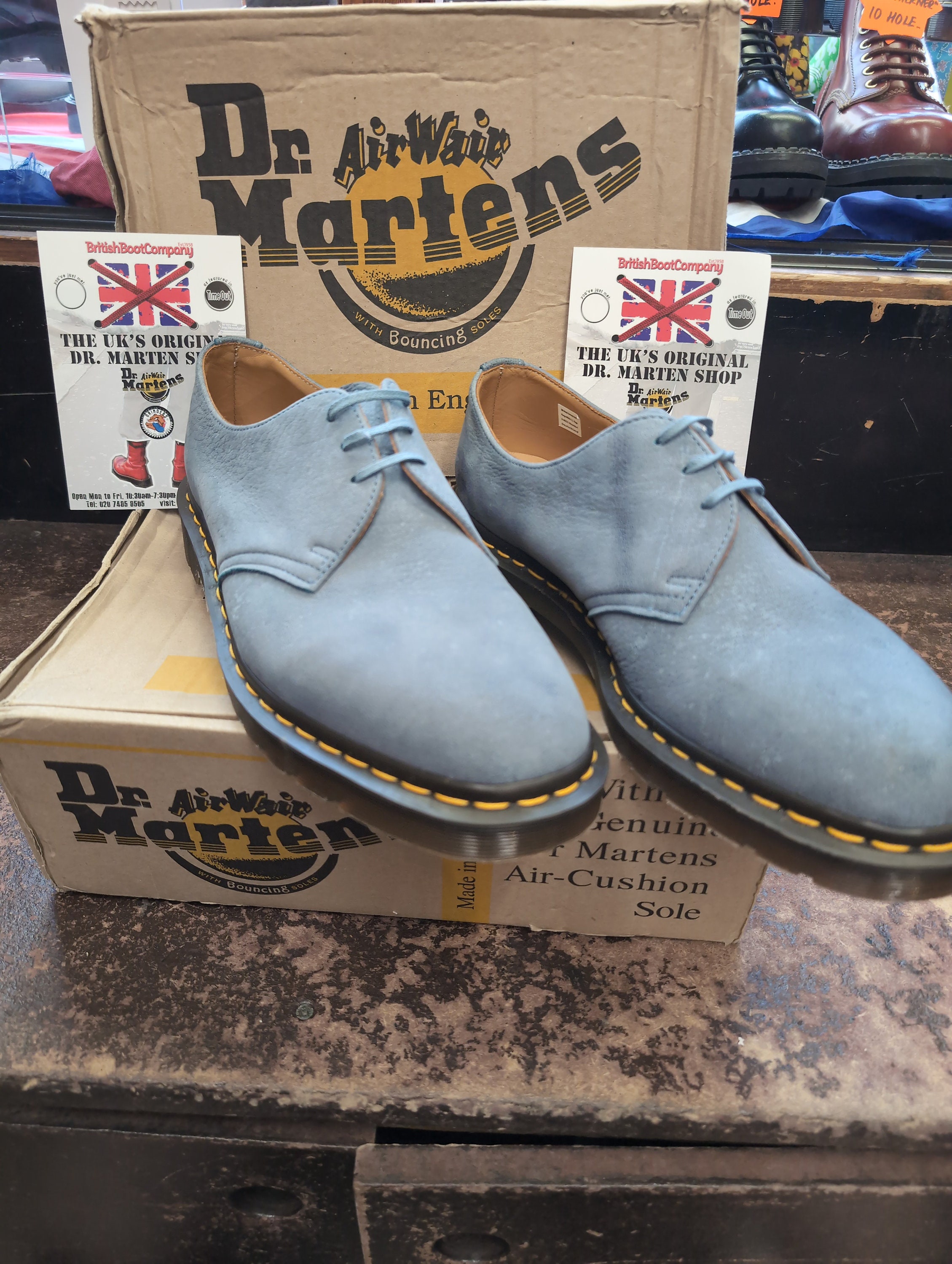 Dr Martens 1461 Light Blue Ostrich Skin Leather Made in England Size 10
