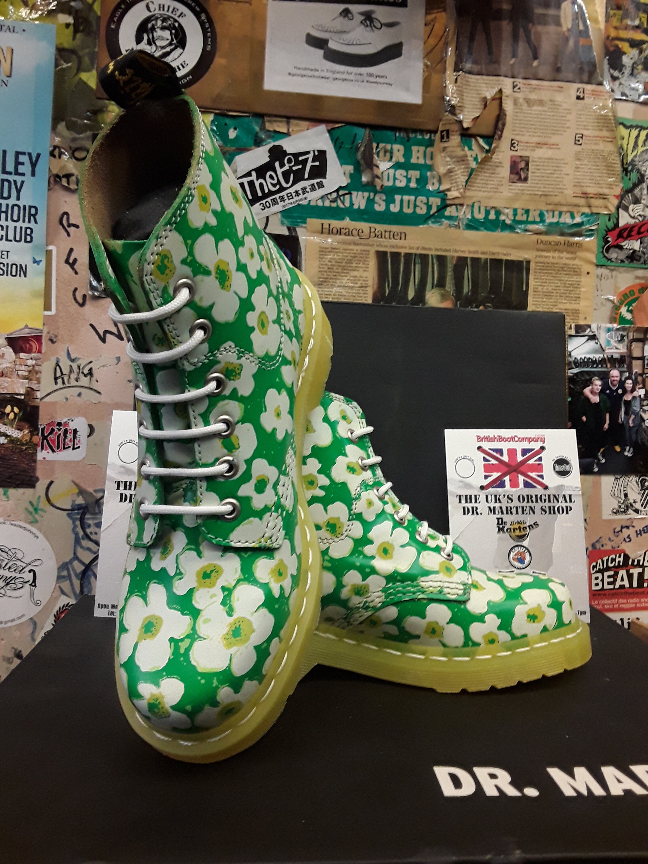 Dr Martens Limited Edition 6 Hole Lime and Yellow Pansy Dr Martens Limited Edition 6 Hole Lime and Yellow Pansy