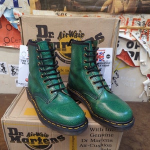 Dr Martens Made in England Green Embossed 1460 Size 4