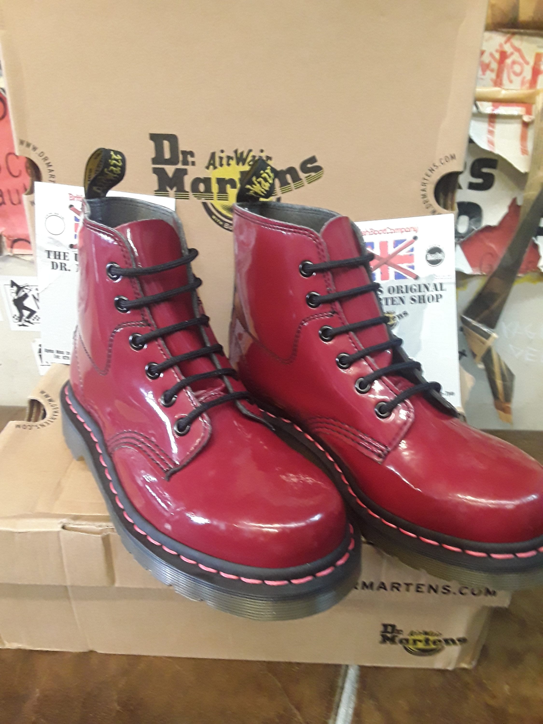 Dr Martens 8175 Red Patent 6 Hole Various Sizes - Etsy Norway