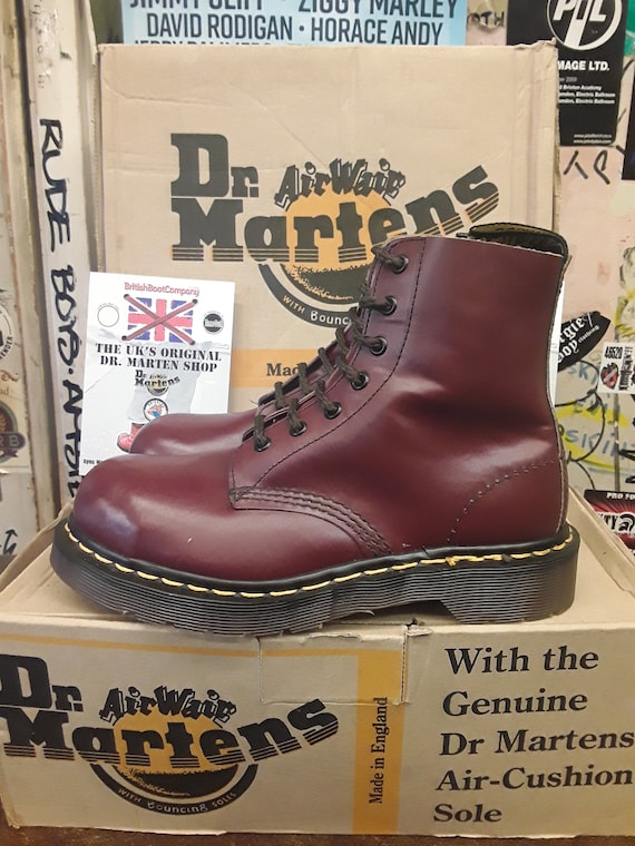 Dr Martens Made in England Cherry Haircell Steel Toe 7 Eyelet Boots Size 4  UK - Etsy