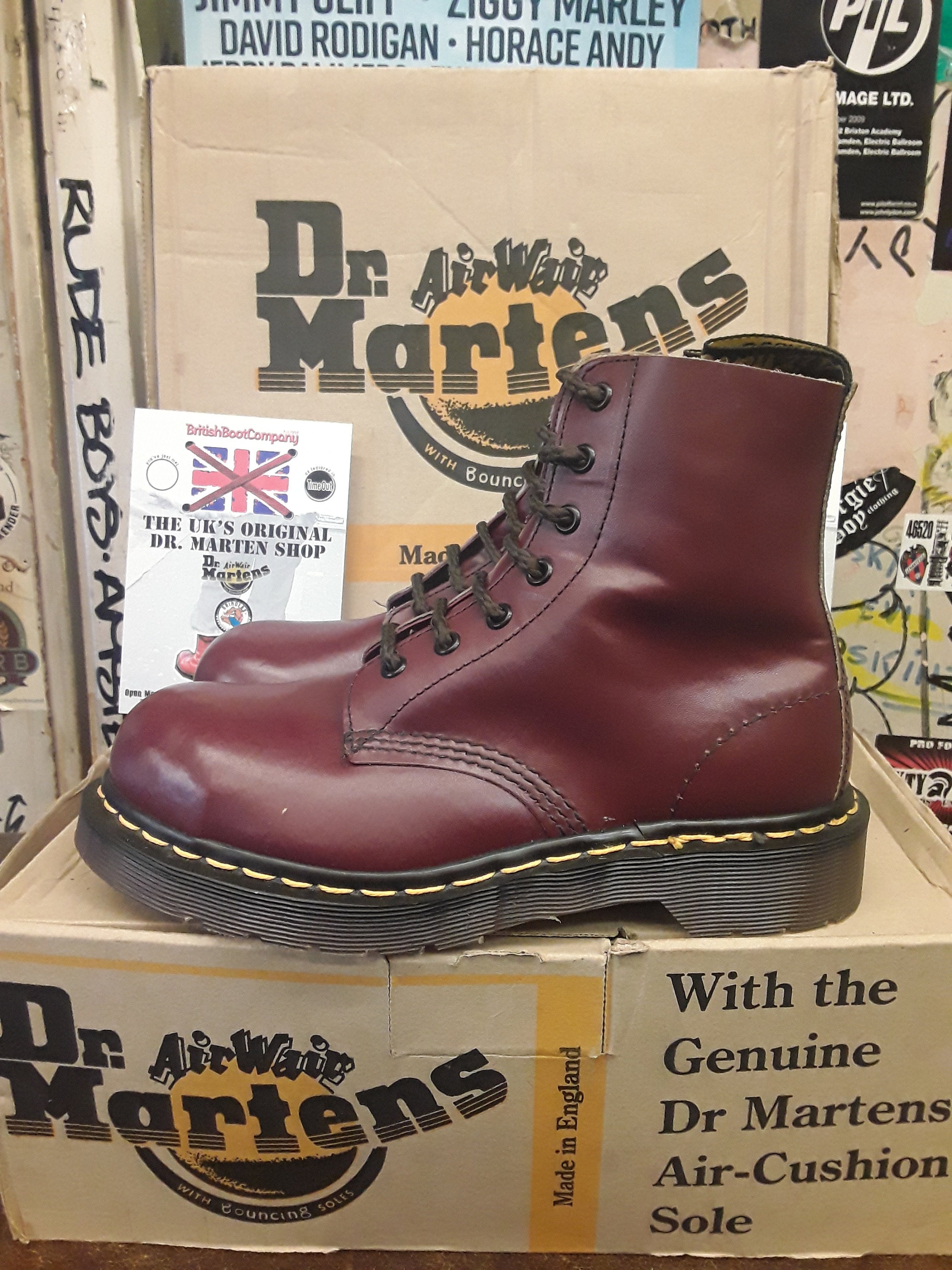 Dr Martens Made in England Cherry Haircell Steel Toe 7 Eyelet - Etsy