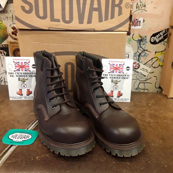 SOLOVAIR SV12 Brown Steel Boot 6 Hole Size 9