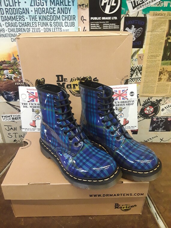 Dr Martens Indigo Tartan Patent Leather Size 4 - Etsy