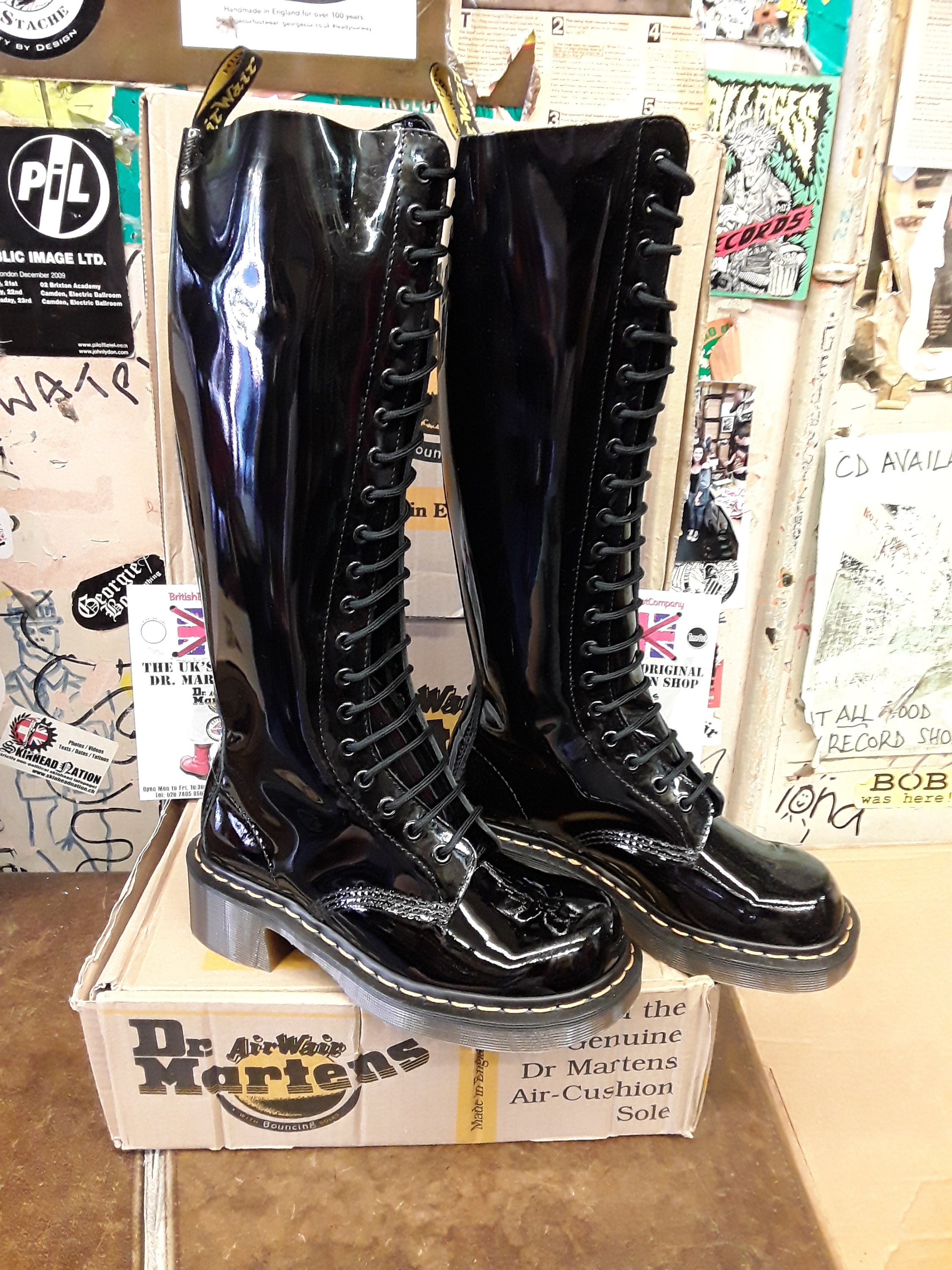 Dr Martens Made in England 9730 Black Patent 20 Hole Size 4 Etsy