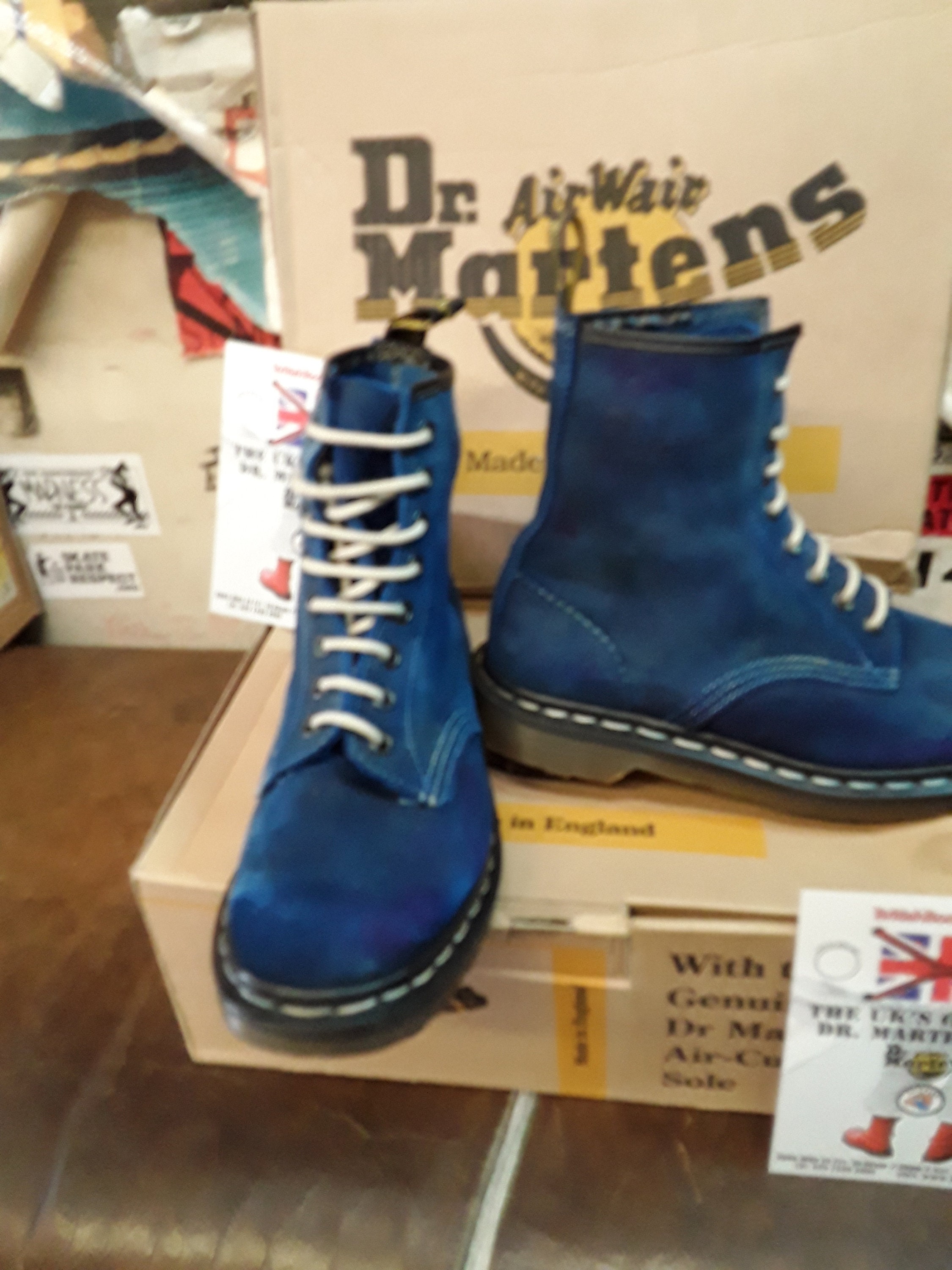 Dr Martens 9350 Blue Vintage, Waxy Suede 8 Hole, Made in England
