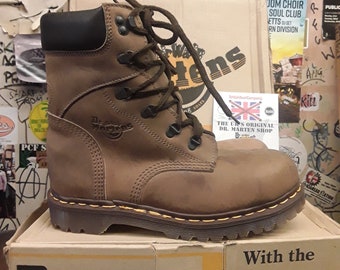 Dr Martens Made in England 6-D Ring Brown Industrial Steel Toe Boots Size 7