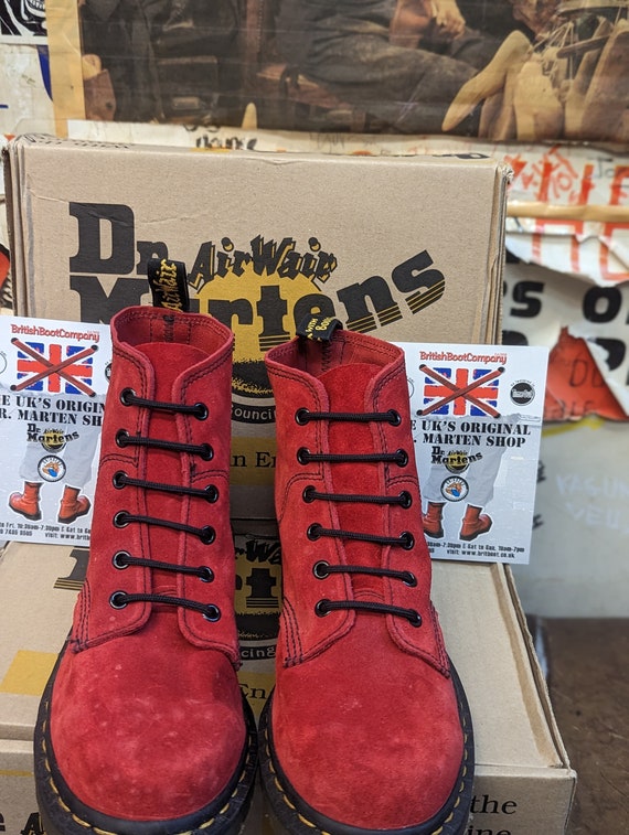 Botas de piel ante rojo Dr Martens talla UK6 made in England vintage 90 s 6 hoyos 8175 Etsy Mexico