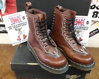 Dr Martens Studded, Brown 8 Hole Ankle Boots, Womens Leather Boots, Limited Edition / Various Sizes / 1C71