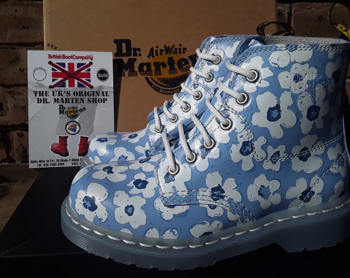 Dr Martens Limited Edition 6 Hole Blue and White Pansy Fayre Etsy UK