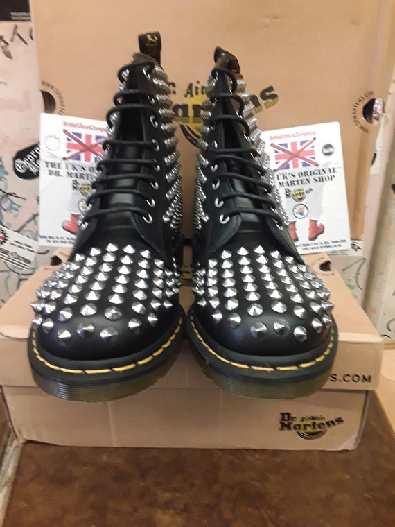Dr Martens 1460 Spike Black Smooth Leather 8 Hole Boots