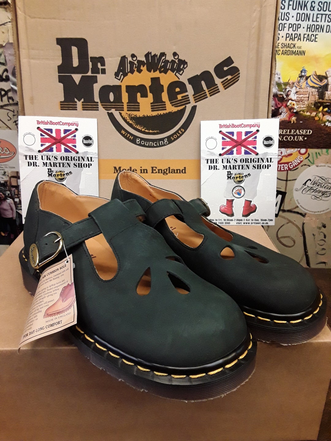 Dr Martens Vintage Black Nubuck Tear Drop Mary Janes Made in