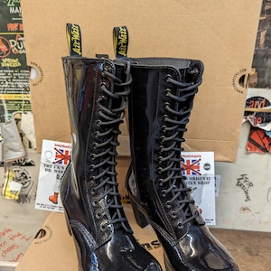 Dr Martens Dee 14 Hole Black Patent Sizes 7 and 8
