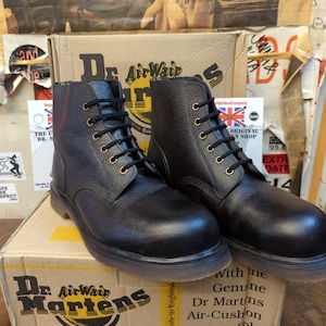 Dr Martens 985 Black Grain 6 Hole Made in England Steel Toe Size 9