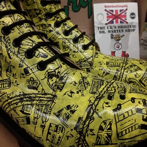 Dr Martens Getta Grip Yellow London Print 10 hoe boots made in England steel toe Boots Size 4 image 6