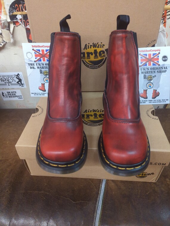 Botas Dr Martens 9802 Rouge Chelsea Talla 4 Etsy Mexico