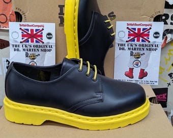 NWOT Dr. Martens Black & Yellow Men\'s Shoes Unisex Dr. Martens 101 Yellow Stitch | Zappos.com main image 4