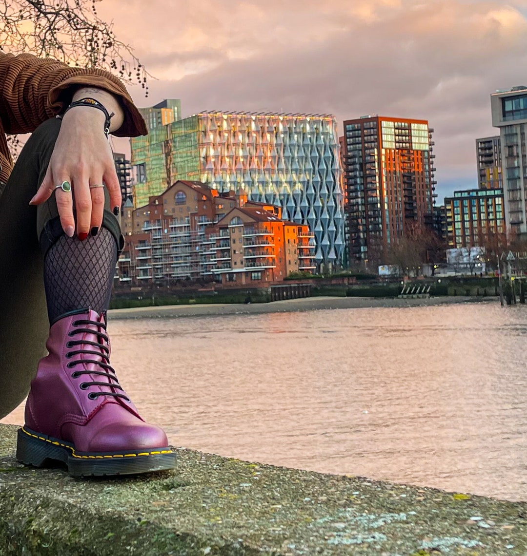 Dr Martens 1460, Ankle Boots, Rose Metallic Boots, Satin Silk