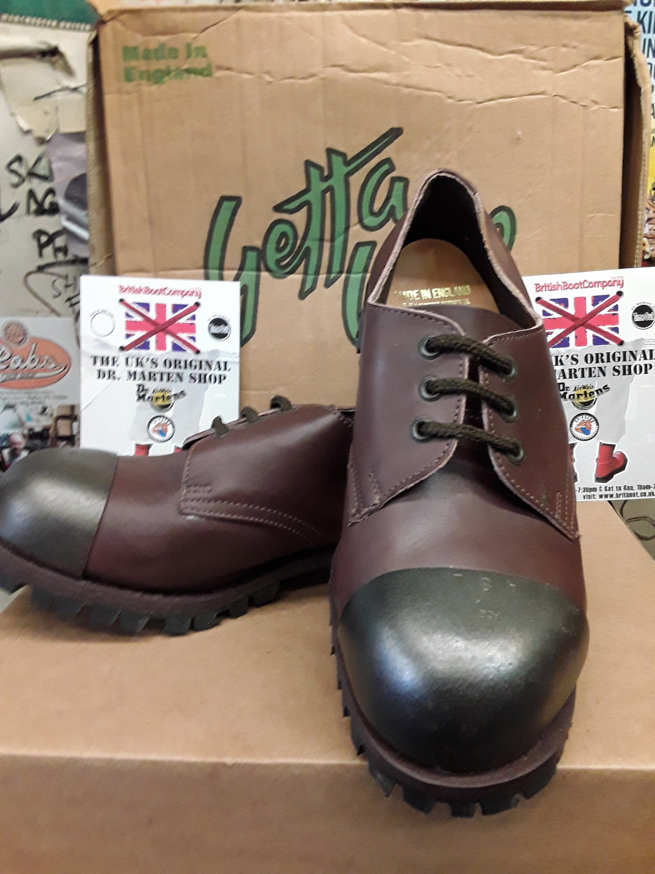 Dr Martens Getta Grip,brown Waxy Steel Toe Shoe Size 6 Made
