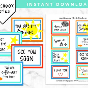 INSTANT DOWNLOAD-Printable -Lunchbox notes- Back to School lunchbox notes