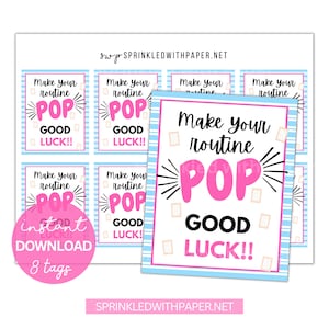Make your Routine Pop Printable Tag | Cheer Good Luck Tag | Candy Pun Tag | Cheer Dance Routine | Dance Recital tags | Competition favor