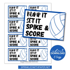 Volleyball Team Printable Snack Tags, Volleyball Game Treat Tags, Volleyball Snacks, Bump It Set It Spike Score, Volleyball Game Tournament