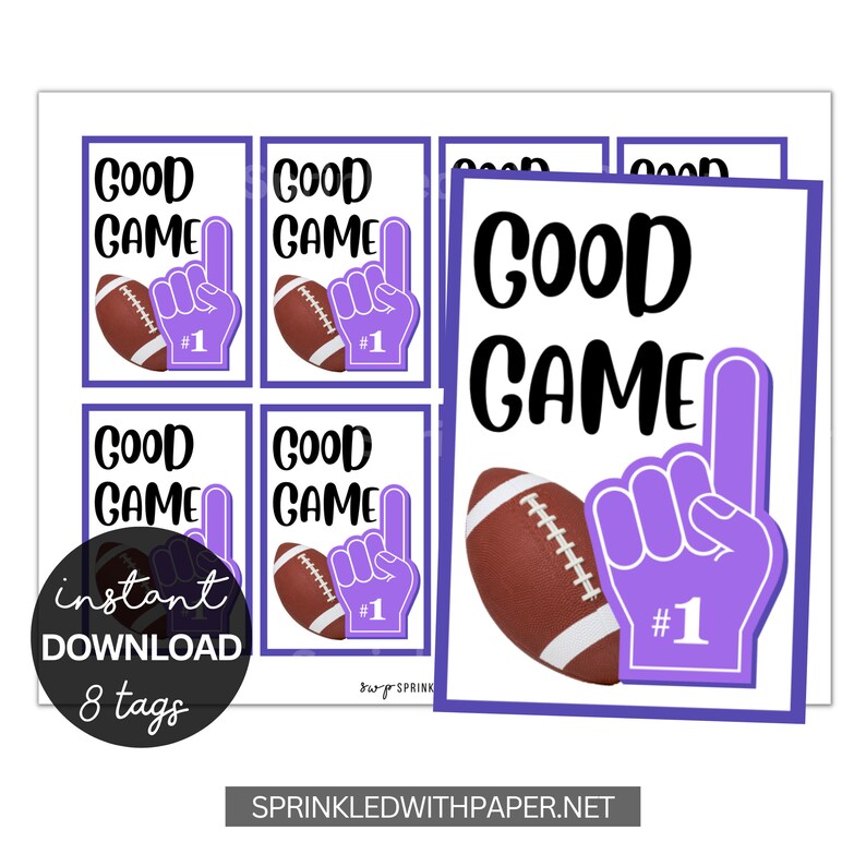 Football Team Printable Snack Tags, Football Game Treat Tags, Game Day ...