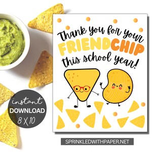 Last day of School Printable | Appreciation Sign | Staff Co-Worker Teacher Appreciation Print | Chip Bag Printable | FriendChip printable