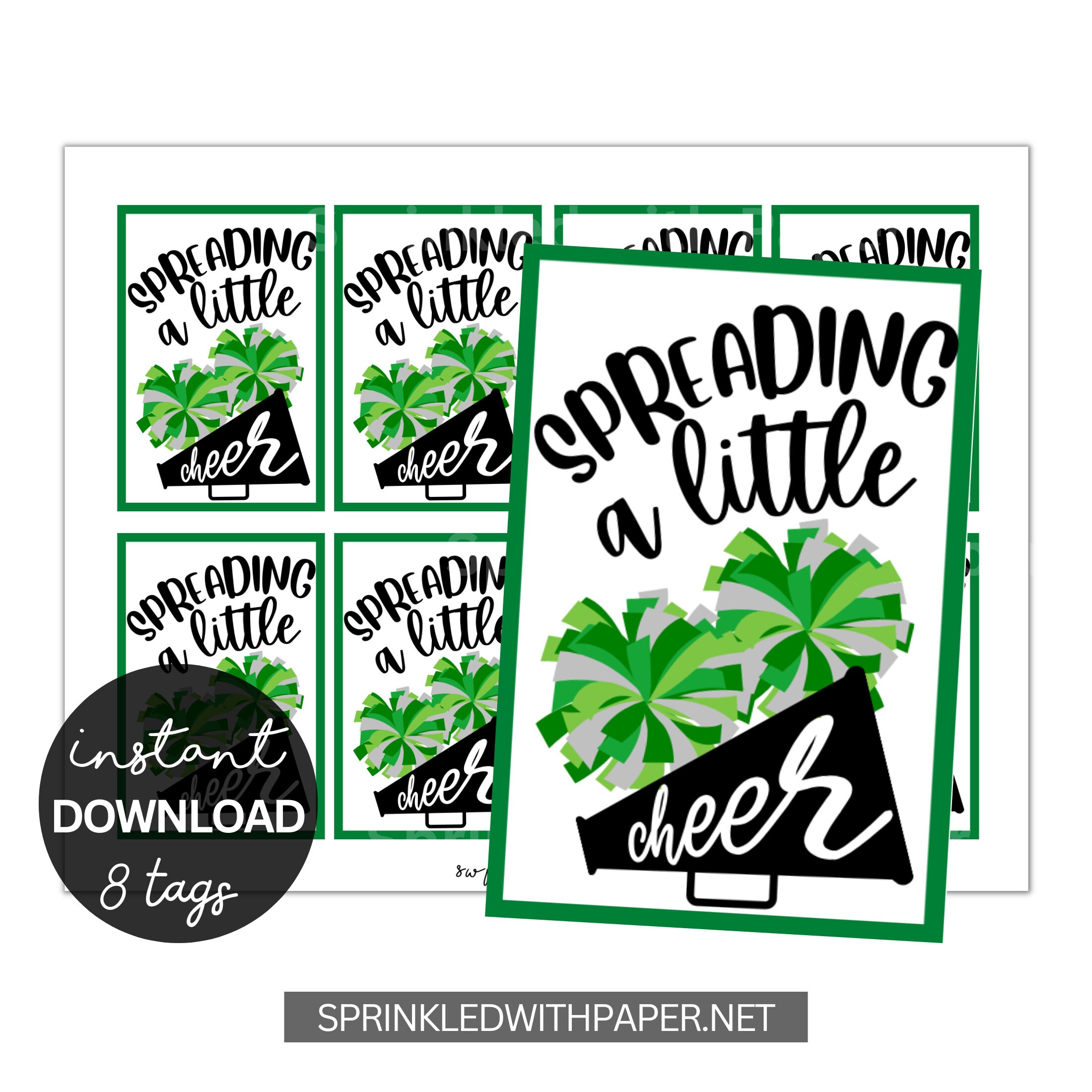 Spreading a Little Cheer Printable Tags, Cheer Pom Poms, Team Treats ...