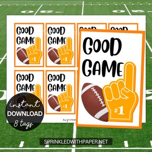 Football Team Printable Snack Tags, Football Game Treat Tags, Game Day, Good Game, #1, foam finger, tournament, Team Sport, End of Season