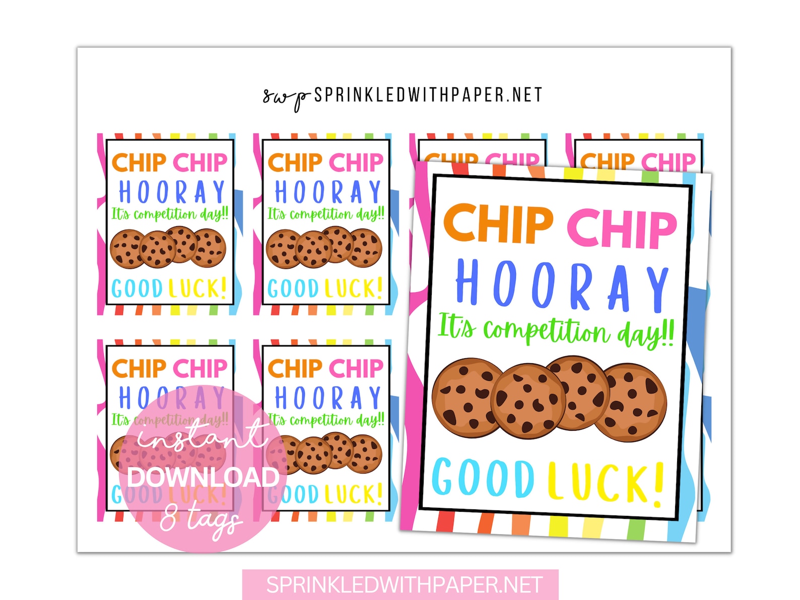 Chip Chip Hooray Printable Tags Cheer Good Luck Tag Cookie Good