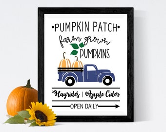 Pumpkin Patch Sign , 8 x10 and 16 x 20 Fall sign, INSTANT DOWNLOAD, Fall Sign, Fall printable wall art, printable pumpkin patch sign