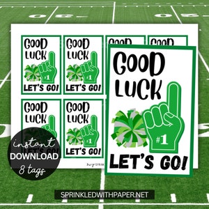 Good Luck Cheer Printable Tags, Cheer Good Luck Tag, cheer pom poms,  Big Game Day, Cheer Team Treats, competition, Homecoming, Game Day
